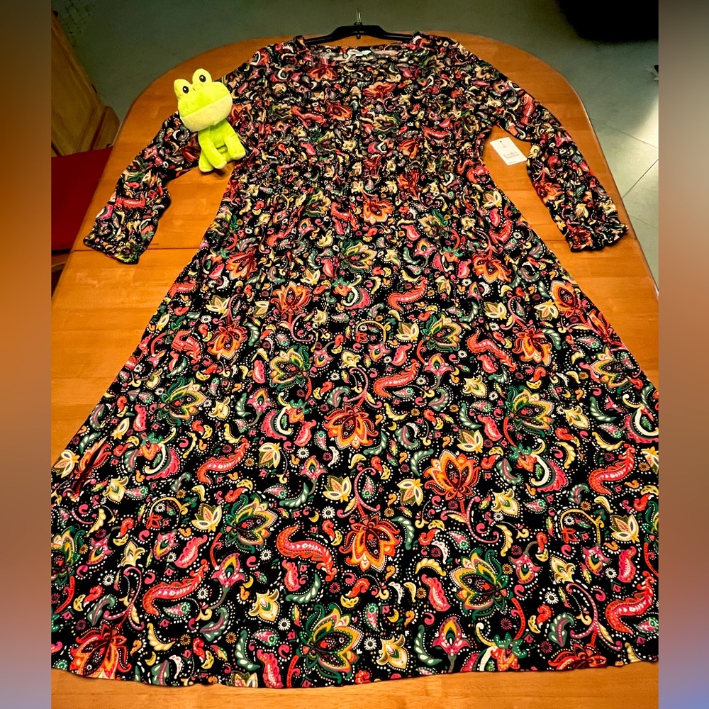 Croft & Barrow Dress 3X Fit and Flare Multicolor Vibrant Paisley